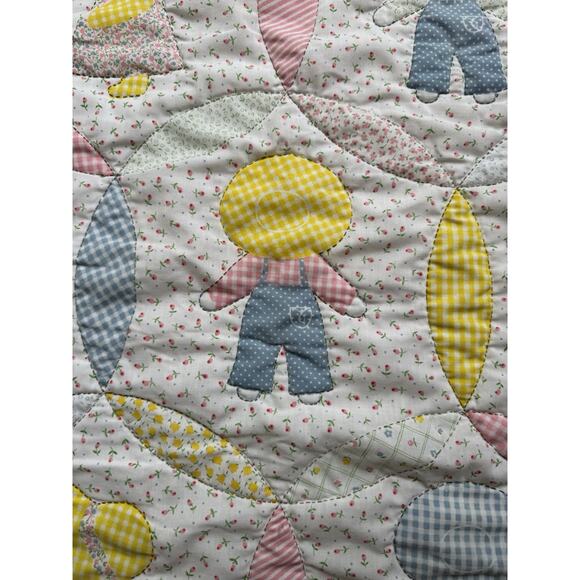 Sun Bonnet Sue Handmade Patchwork Quilt 38x43 Folk Art Overall Sam Farmer Frank - Picture 3 of 8